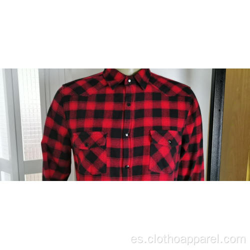 Camisa de cuadros rojos y negros 100% algodón para hombre